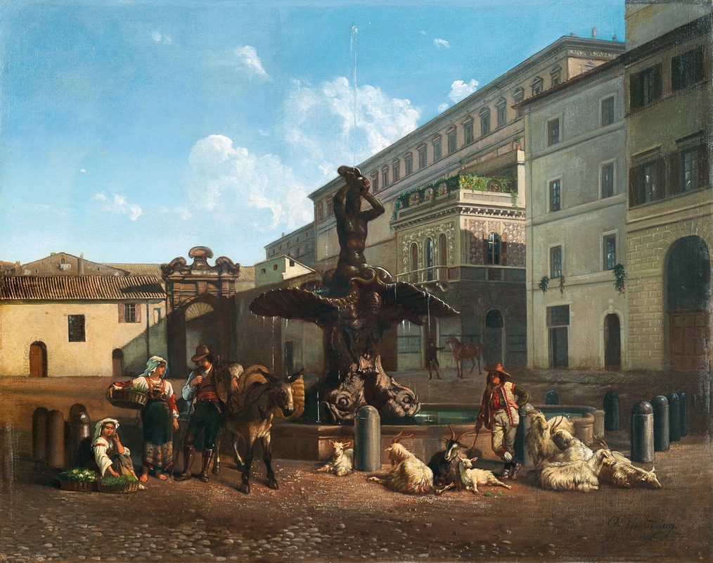 Carl Max Gerlach Quaedvlieg - Rome, Piazza Barberini