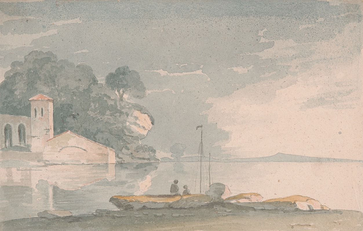 John Baverstock Knight - Boat and Figures on Shore of a Lake