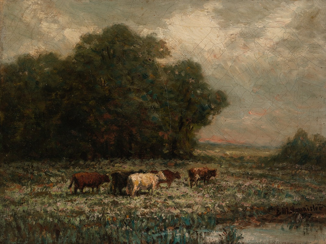 Edward Mitchell Bannister - Untitled (landscape with cattle grazing)
