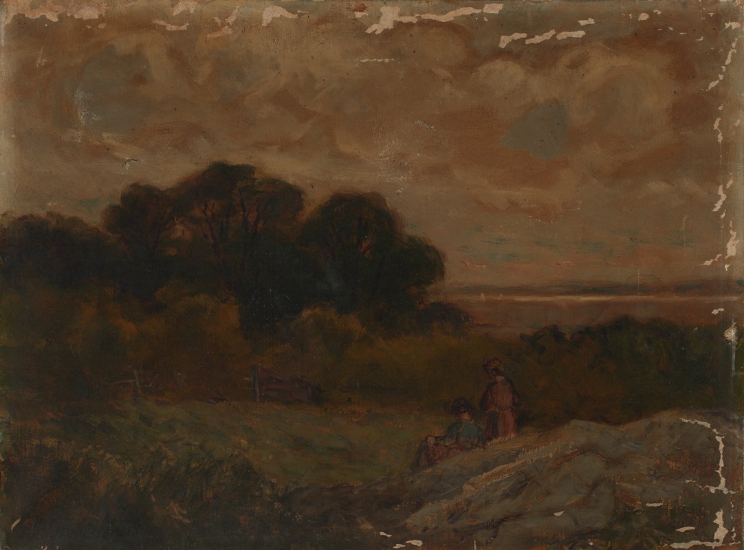 Edward Mitchell Bannister - Untitled (Landscape with Two Women Reclining on Rocks).
