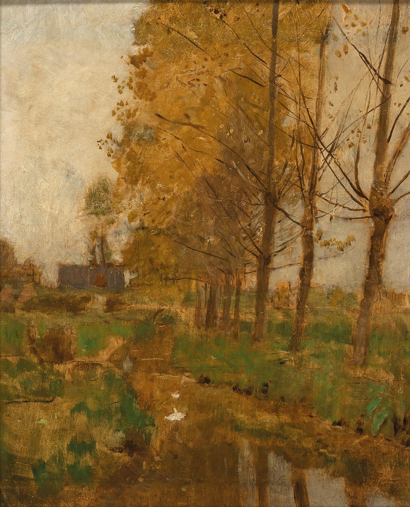 Eugen Jettel - Willow Trees, Autumn Landscape