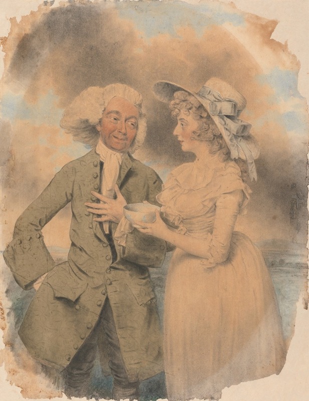 John Downman - John Edwin and Mrs. Mary Wells as Lingo and Cowslip in ‘The Agreeable Surprise’
