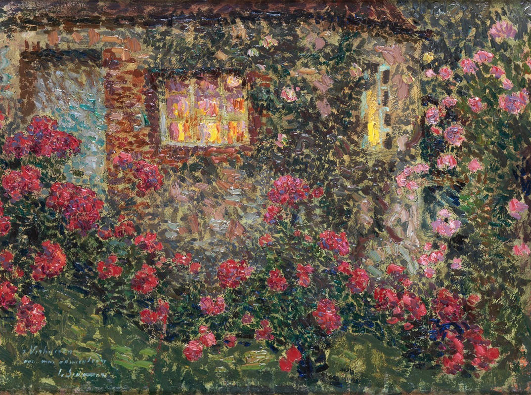 Henri Le Sidaner - Buitenhuis tussen rozen