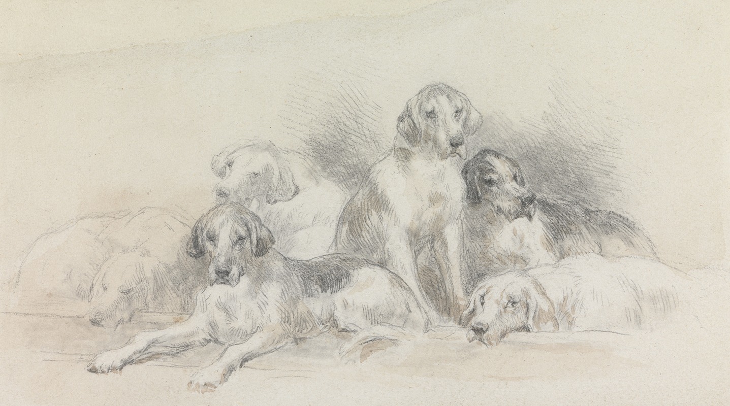 John Frederick Tayler - Six Foxhounds Resting