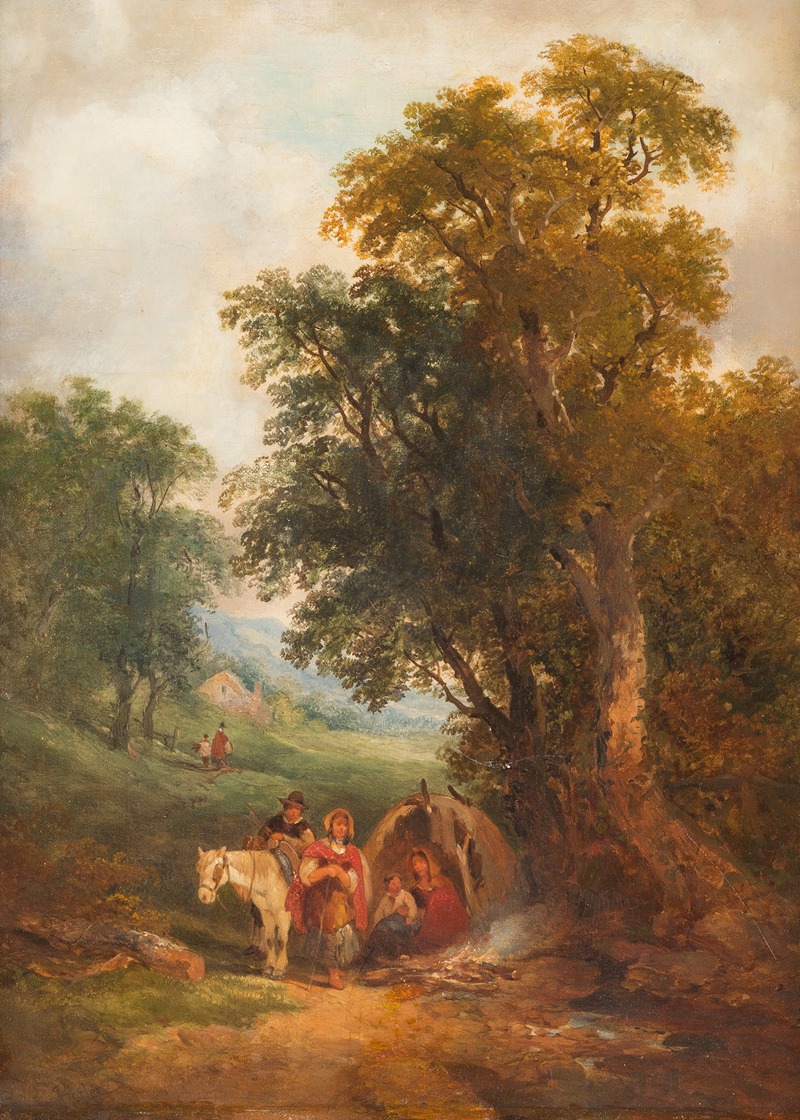 Joseph Horlor - Landscape with people resting