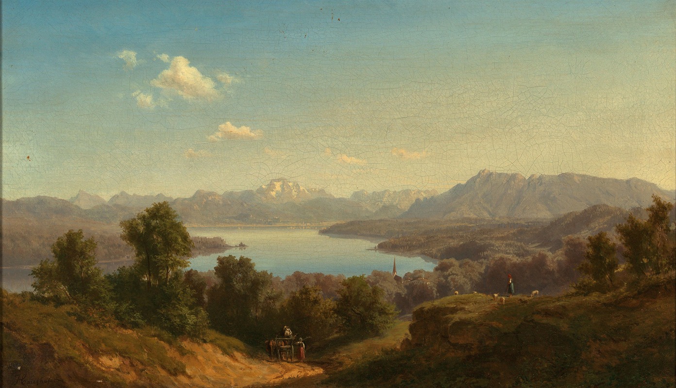 Maximilian Haushofer - A View of Lake Waginger See