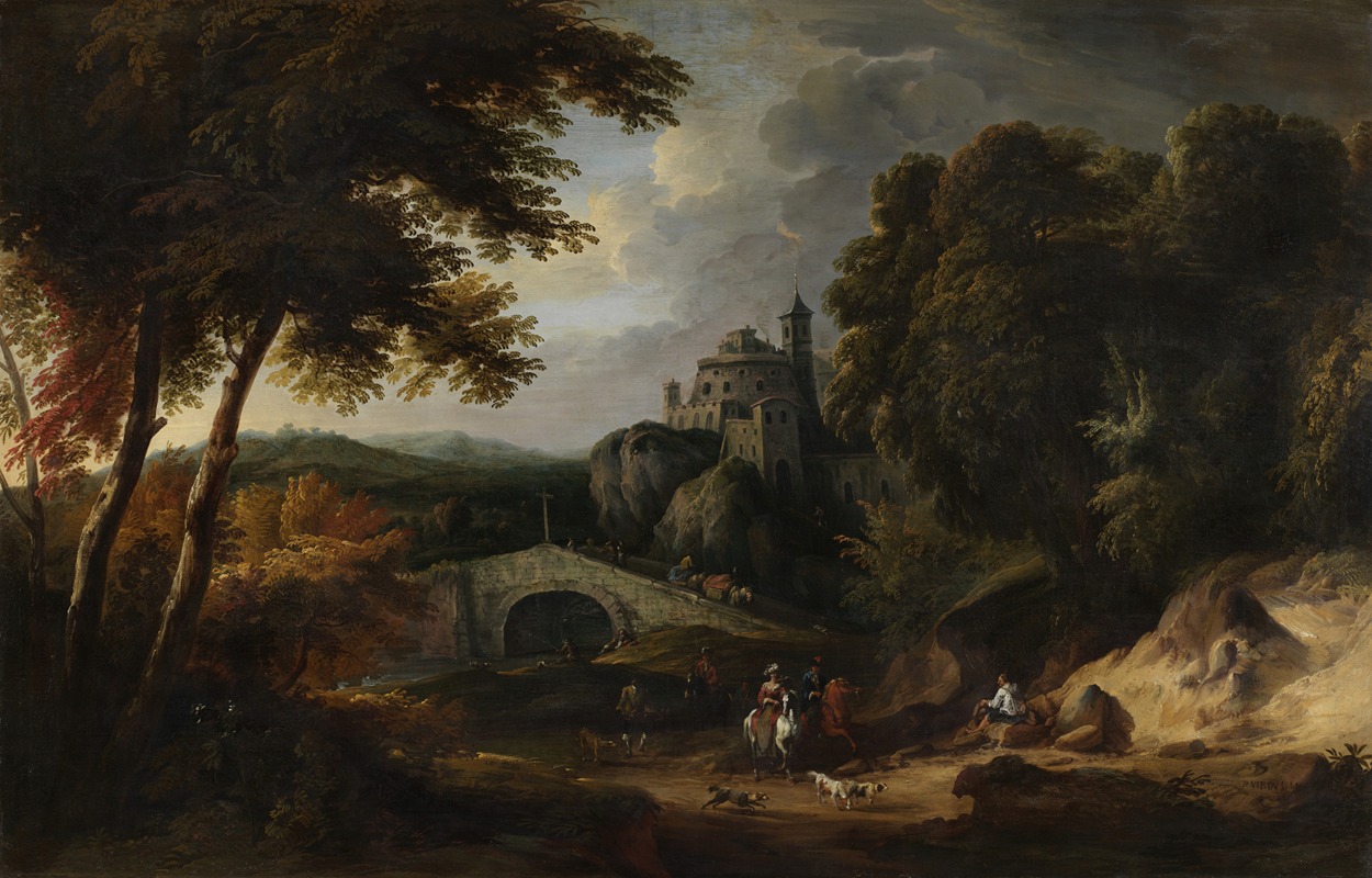 Pieter Verdussen - Landschap met brug