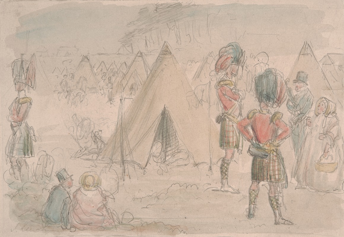 John Leech - Highland Regiment in Camp