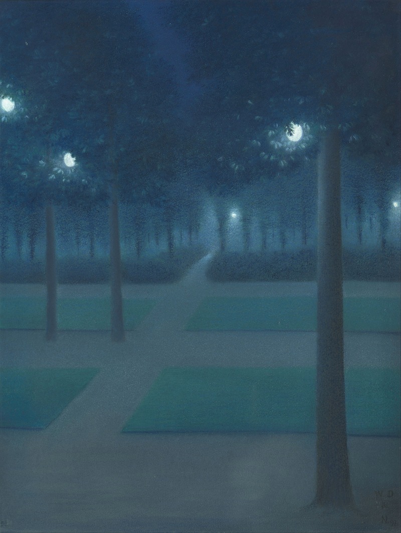 William Degouve de Nuncques - Nocturn in the Parc Royal, Brussels