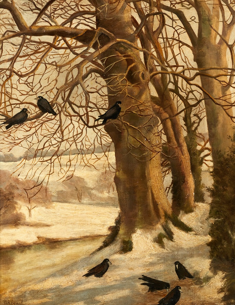 William Holbrook Beard - Winterscape with Crows