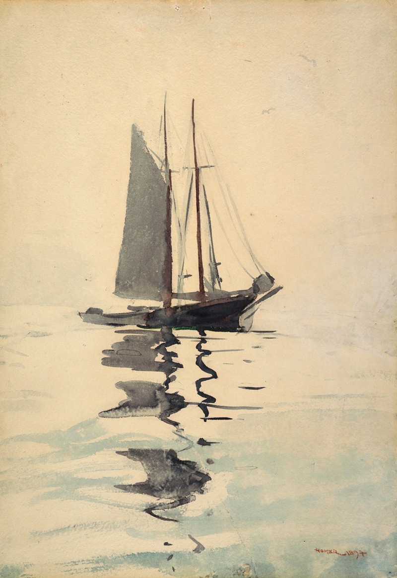 Winslow Homer - Two-masted Schooner with Dory