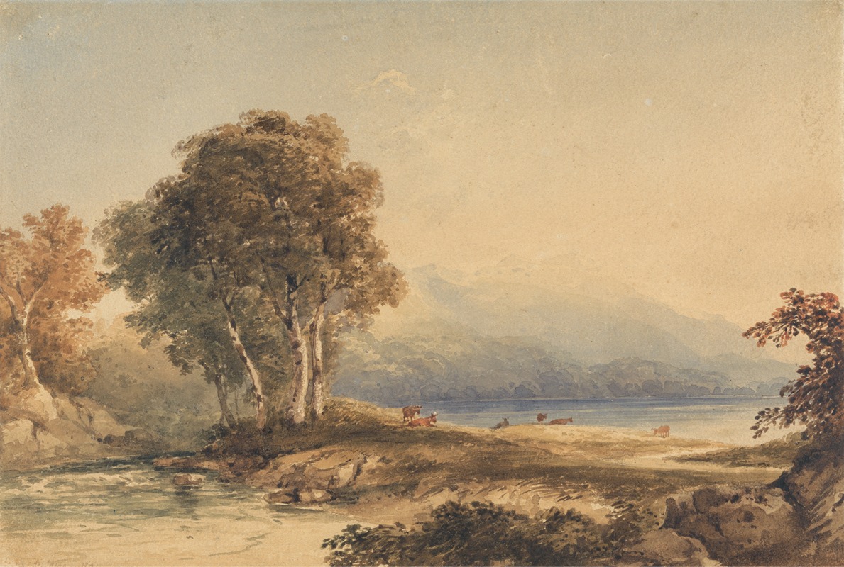 Copley Fielding - Mountainous Landscape with Lake and Stream