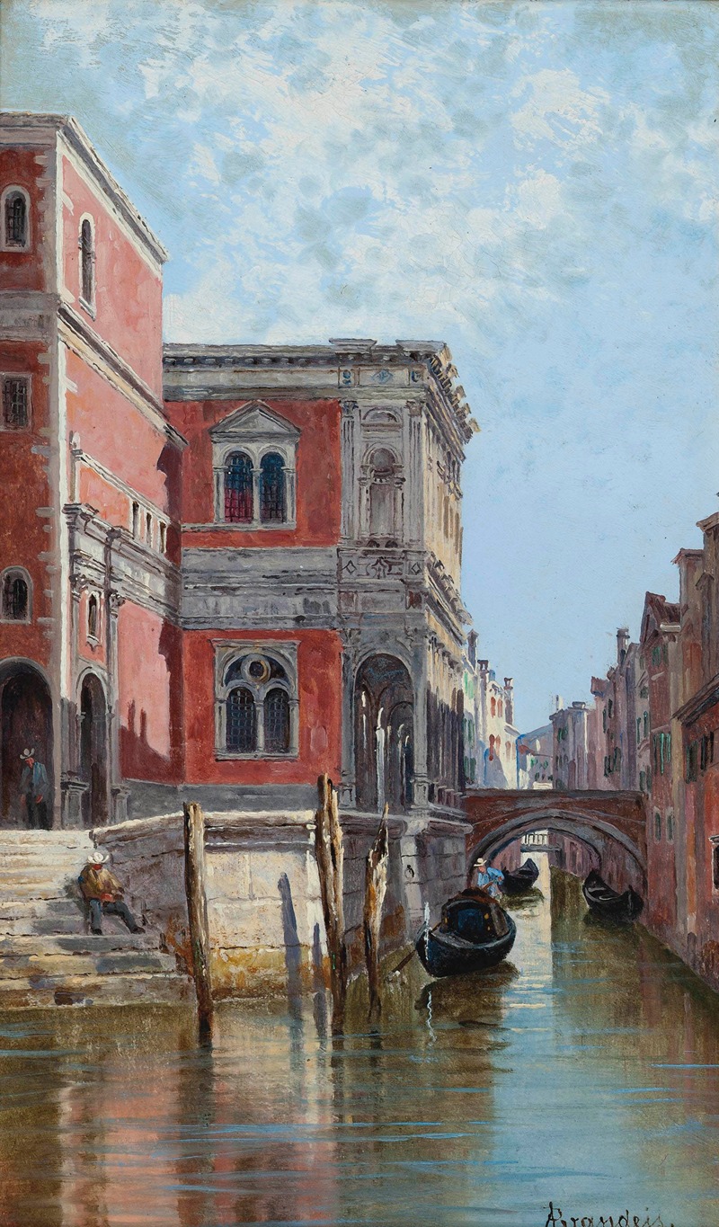 Antonietta Brandeis - Gondoliers on a Venetian canal