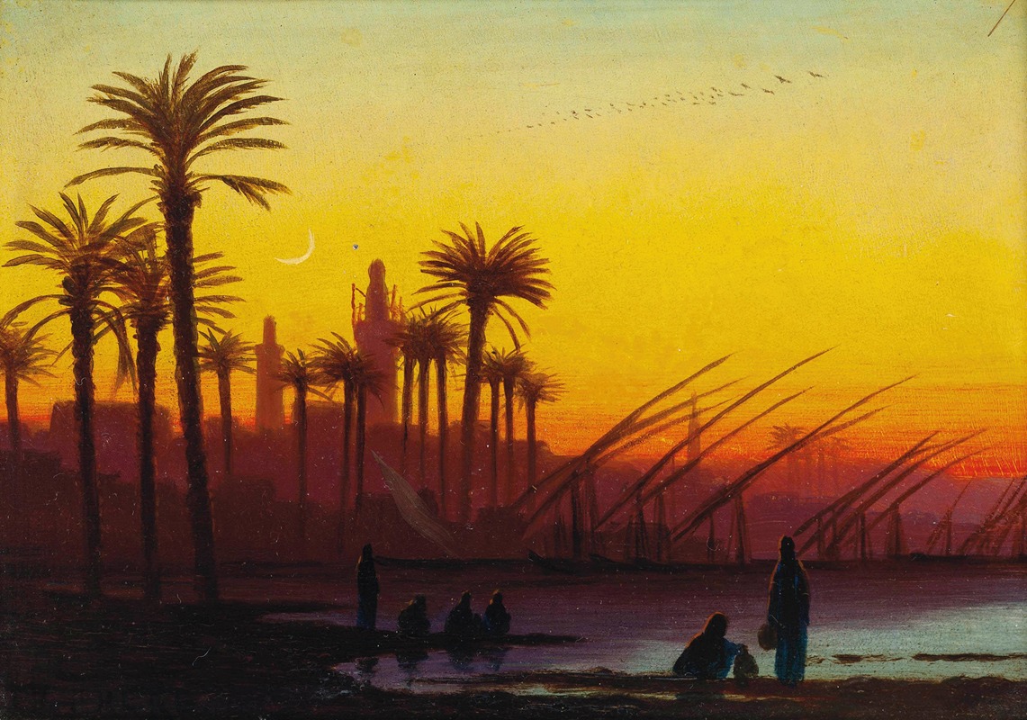 Charles Théodore Frère - Sunset over the Nile