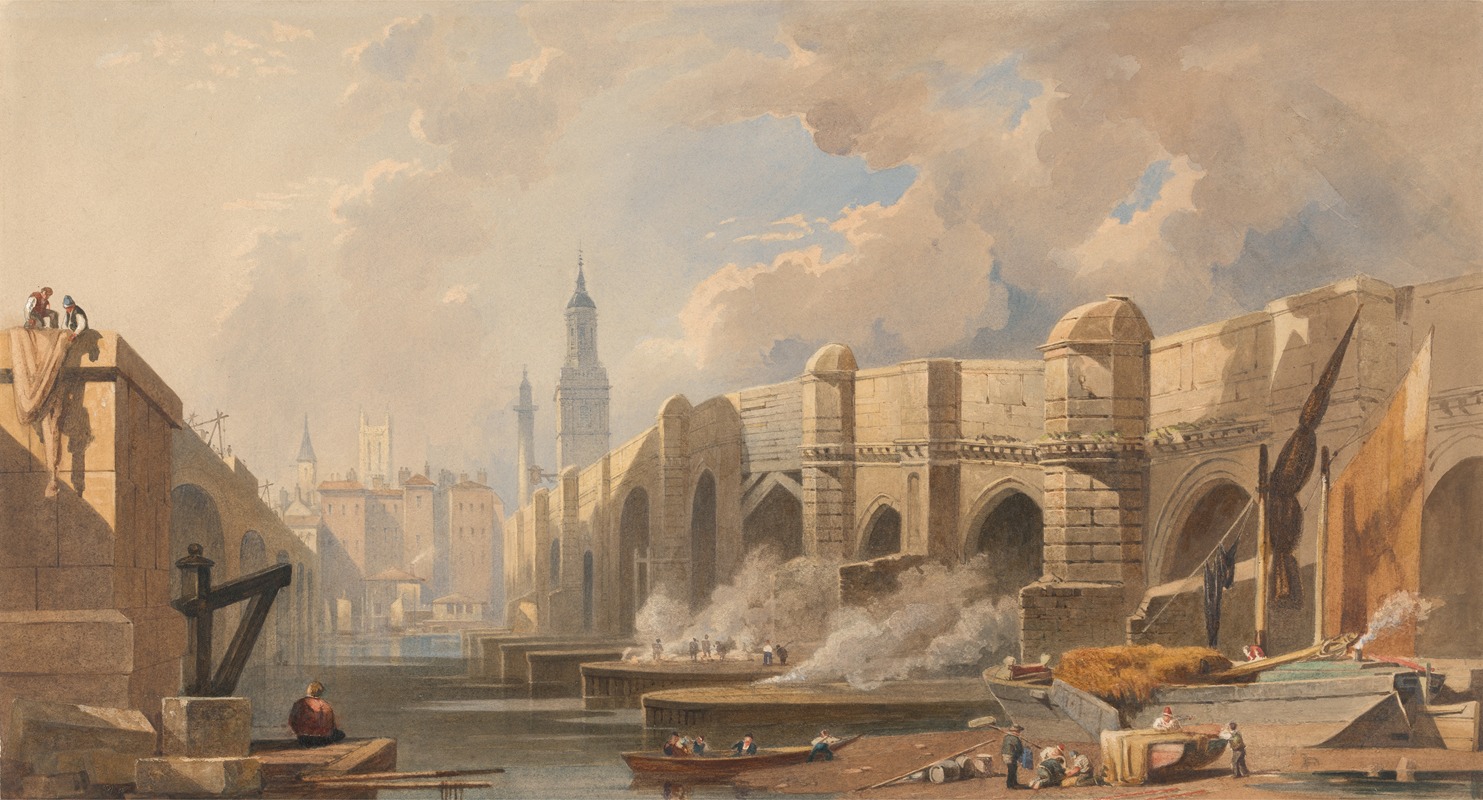 Edward William Cooke - Old and New London Bridge
