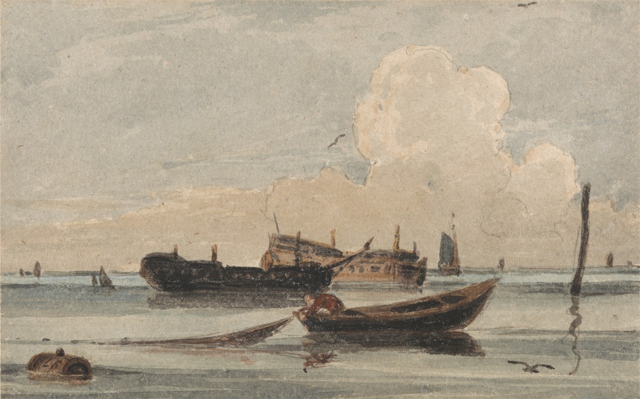 François Louis Thomas Francia - Boats on a Calm Sea