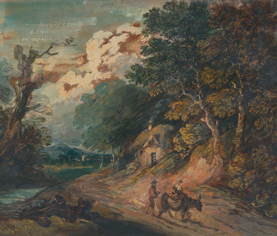 Gainsborough Dupont - Landscape; Figure riding a donkey