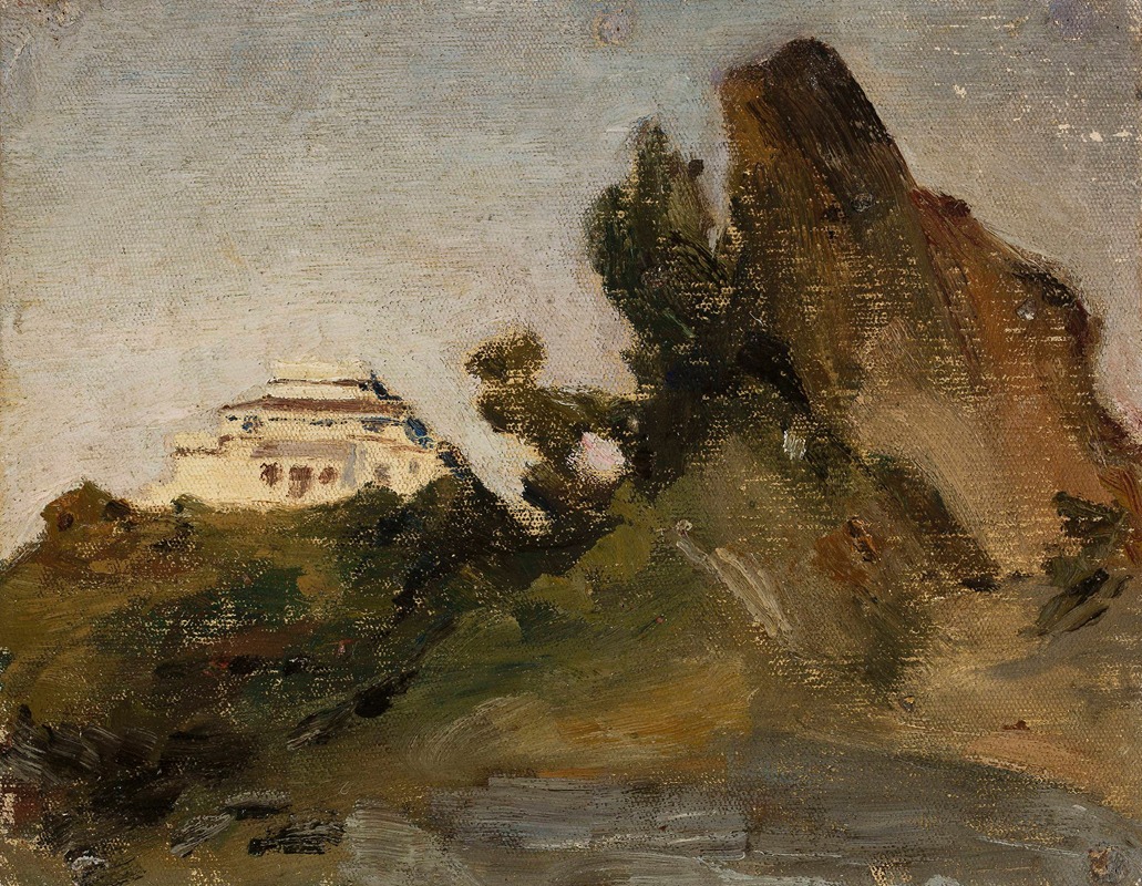 Jan Ciągliński - Abu Road, maharajah’s house at dusk. From the journey to India