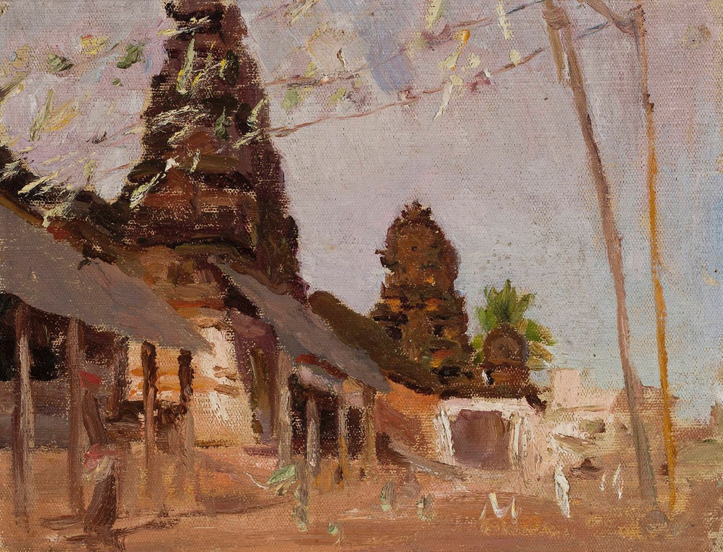 Jan Ciągliński - City street – study. From the journey to India