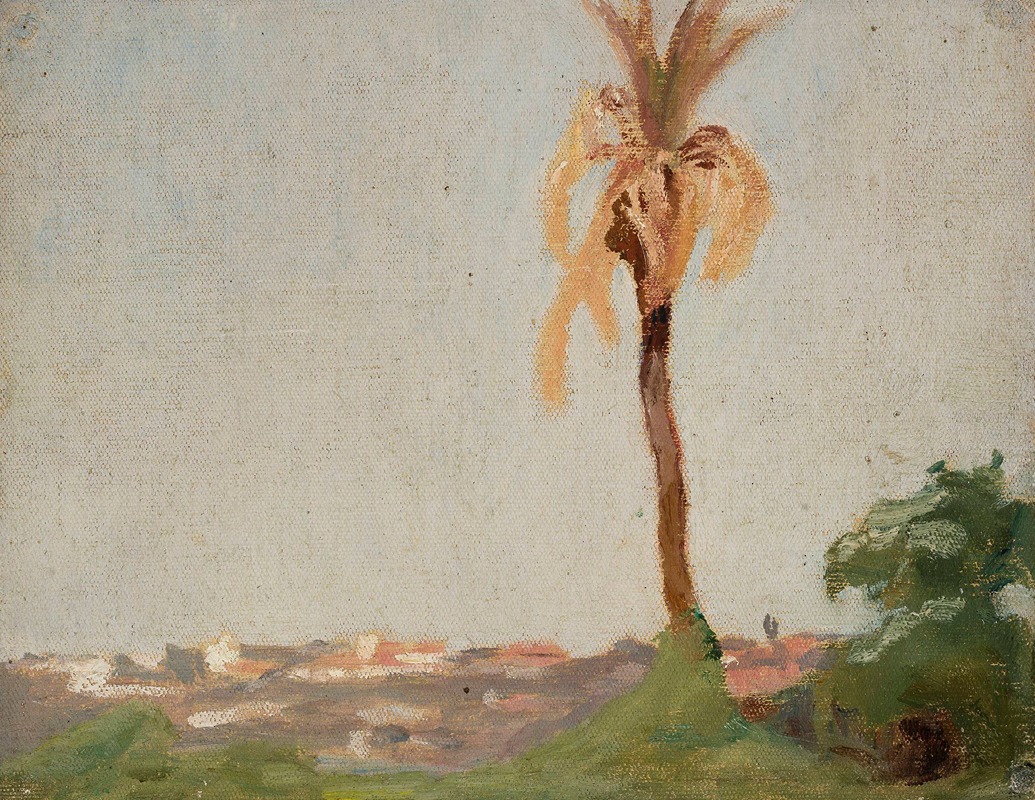 Jan Ciągliński - Grave of a holy man – landscape with a palm tree. From the journey to India