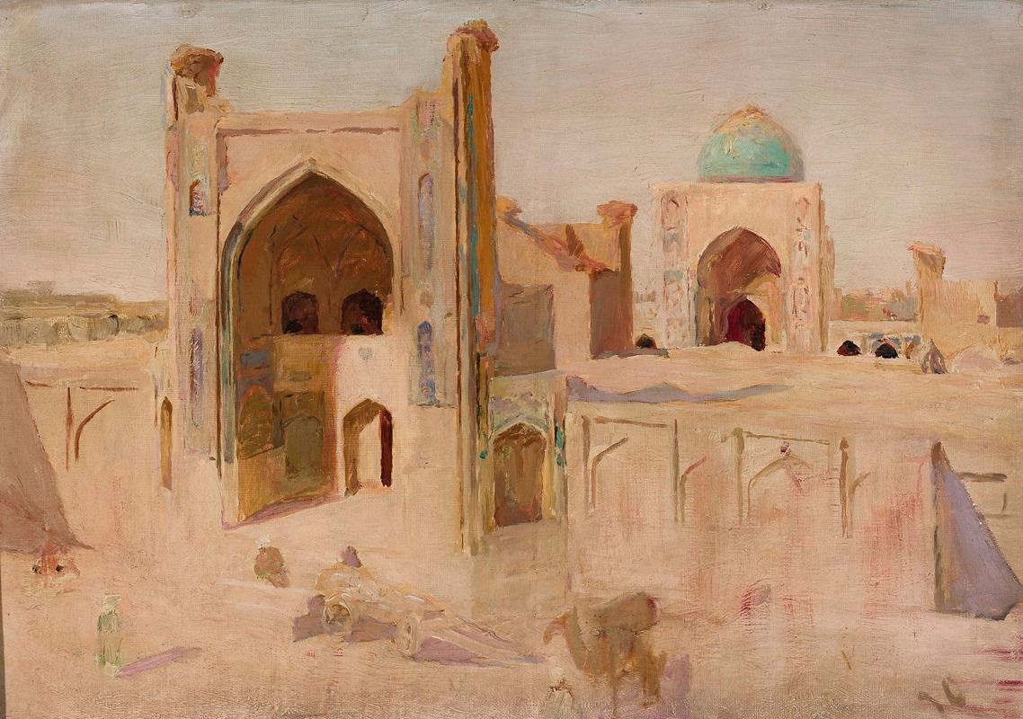 Jan Ciągliński - Kalan Mosque in Bukhara. From the journey to Turkestan