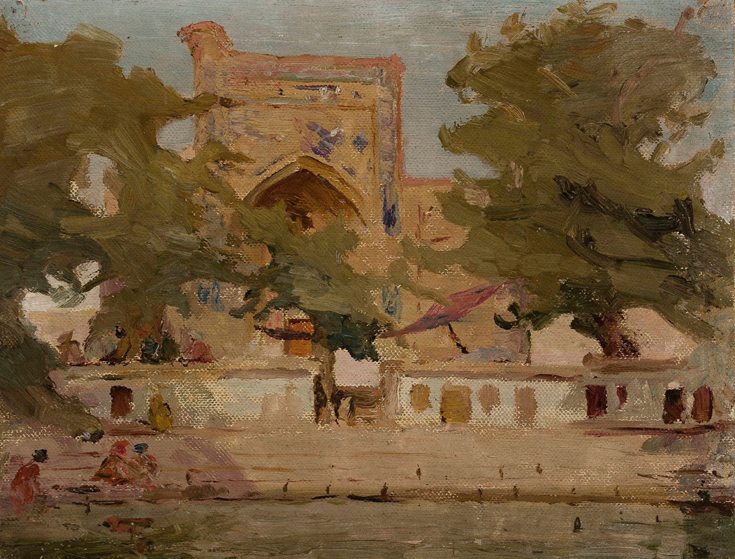 Jan Ciągliński - Old Bukhara – mosque on the lake. From the journey to Turkestan