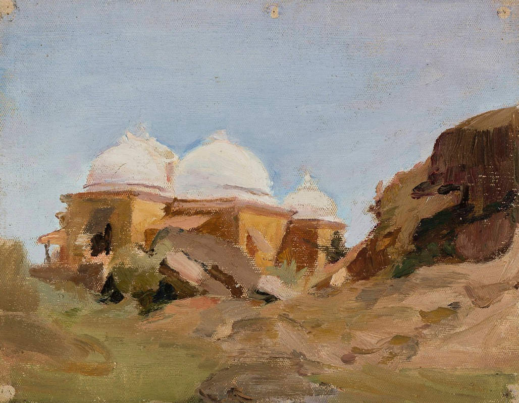 Jan Ciągliński - Temple with white domes. From the journey to India