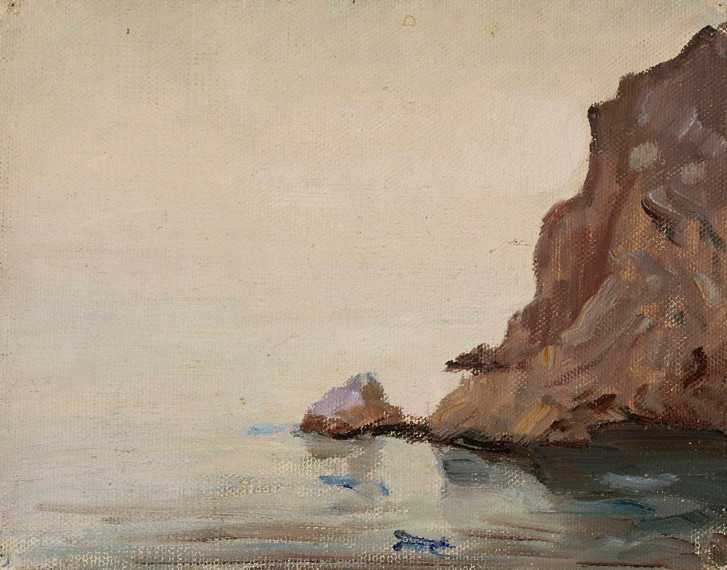 Jan Ciągliński - View of the sea and a rock. From the journey to Turkestan