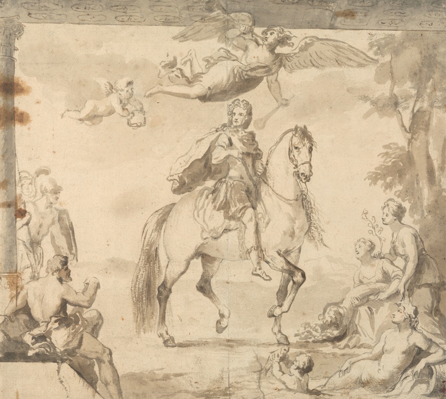 John Vanderbank - Preparatory Study for the decoration ‘Equestrian Portrait of George I’