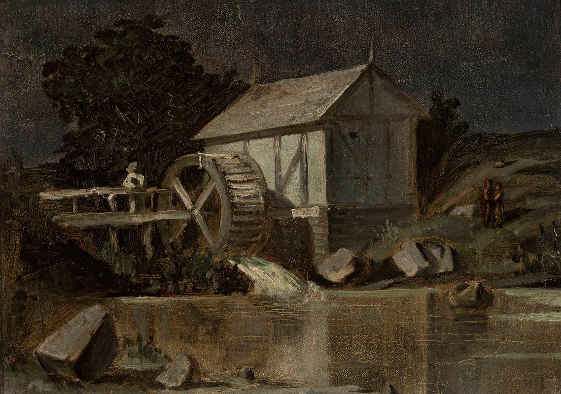 Jan Stanislawski - Mill at the river on a moonlit night