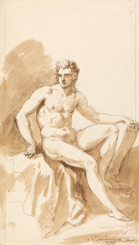 John Vanderbank - Seated Male Nude