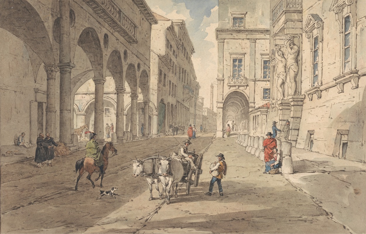 John Augustus Atkinson - Bologna, View in the Strada Maggiore