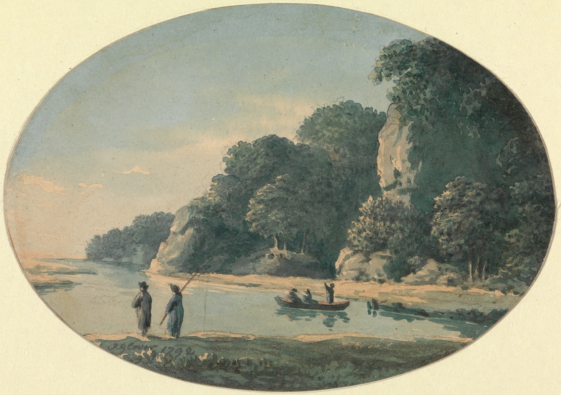 John Glover - River with Fishermen