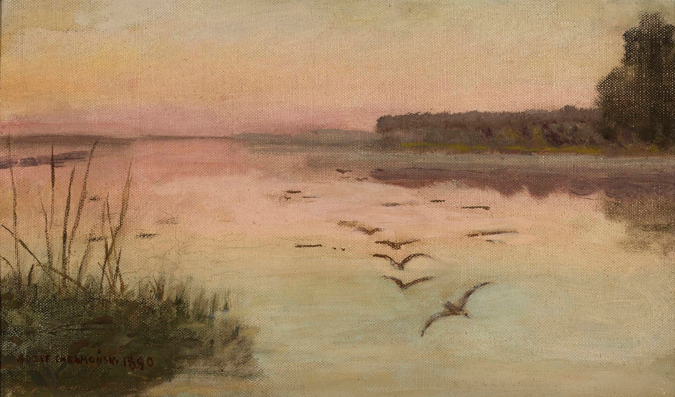 Jozef Chelmonski - Lake at dusk