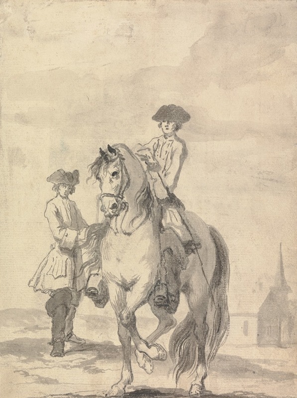 John Vanderbank - The Passage to the Right Aided by the Rider’s Rod & the Master Holding the Alonge; Engraved as plate 10 in Twenty Five Actions of the Manage Horse…
