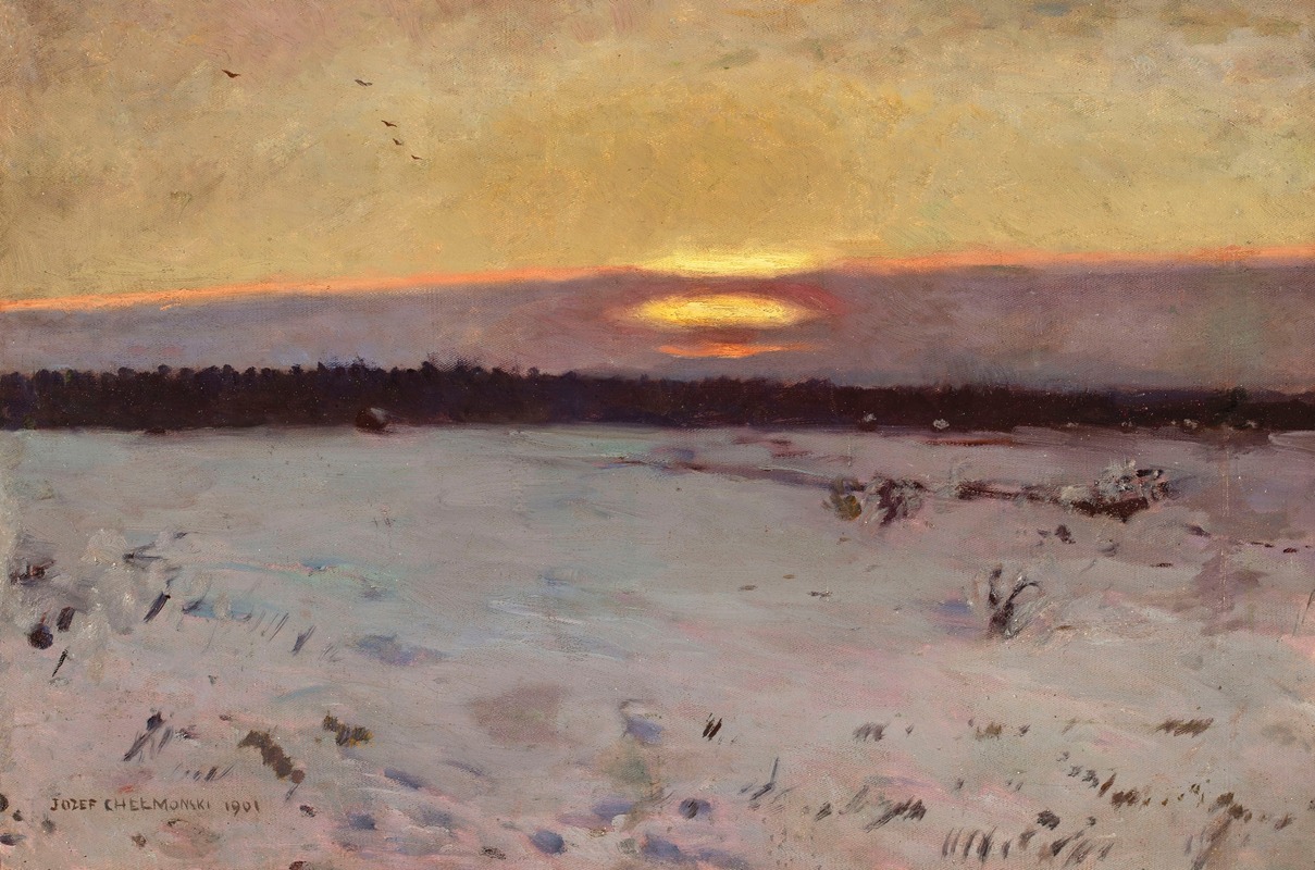 Jozef Chelmonski - Sunset in winter