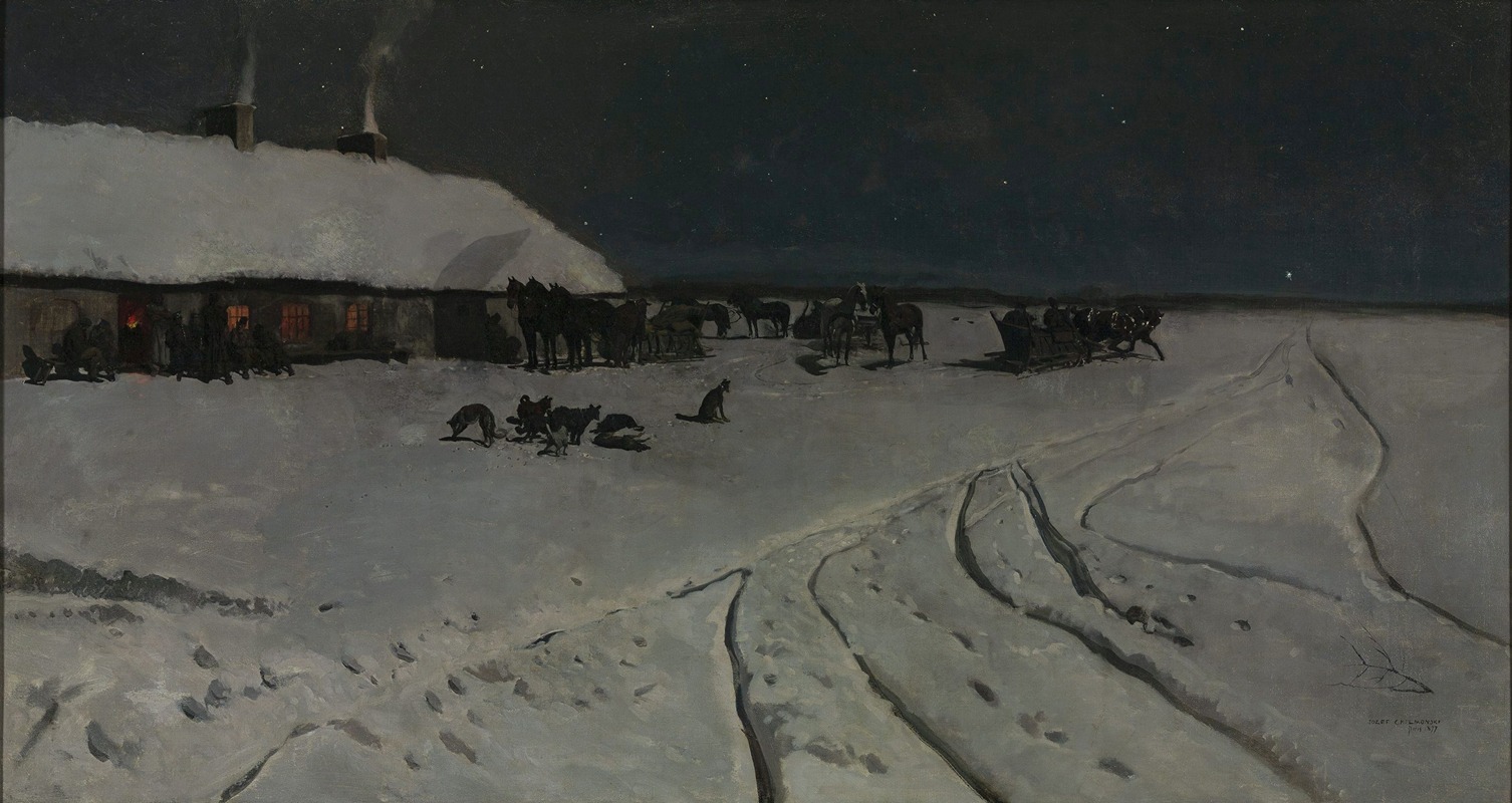 Jozef Chelmonski - Winter night in Ukraine
