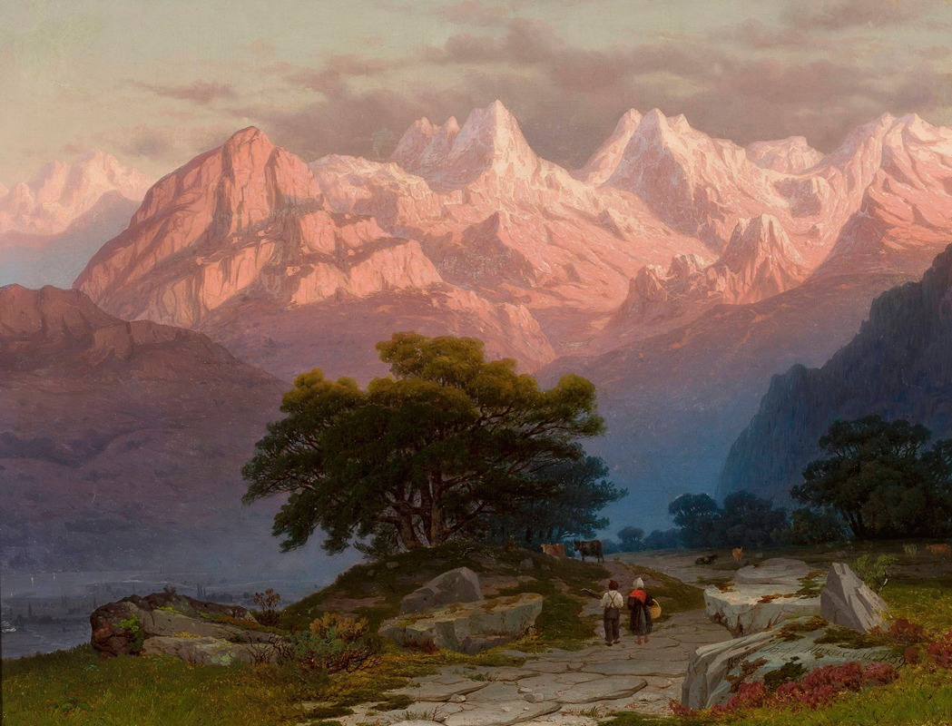 Józef Marszewski - Mountain landscape with staffage