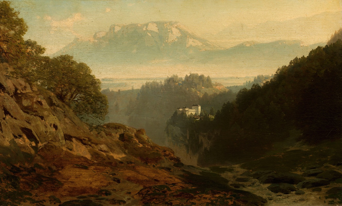 Ludwig Willroider - Mountain landscape with a castle
