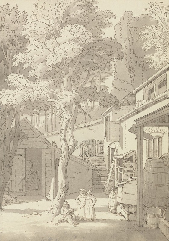 John White Abbott - The Courtyard of Mr. Bank’s House, Northernhay, Exeter