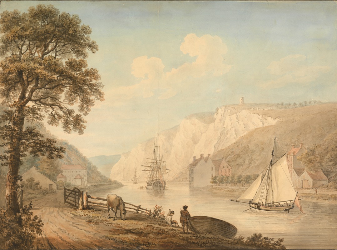 Nicholas Pocock - The River Avon with Passing Vessels