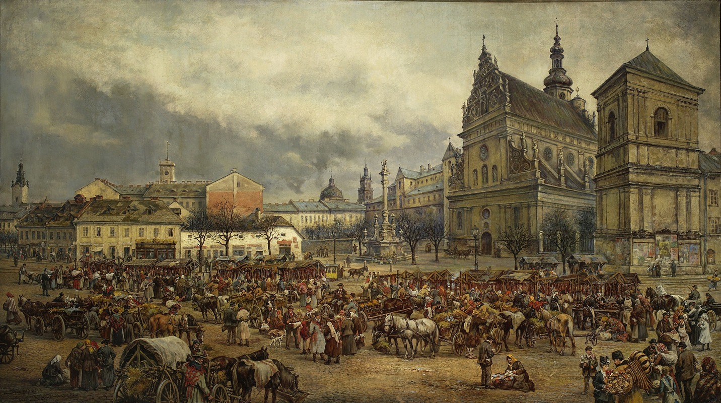 Tadeusz Rybkowski - Fair before Easter at the Bernardine square in Lviv in 1895