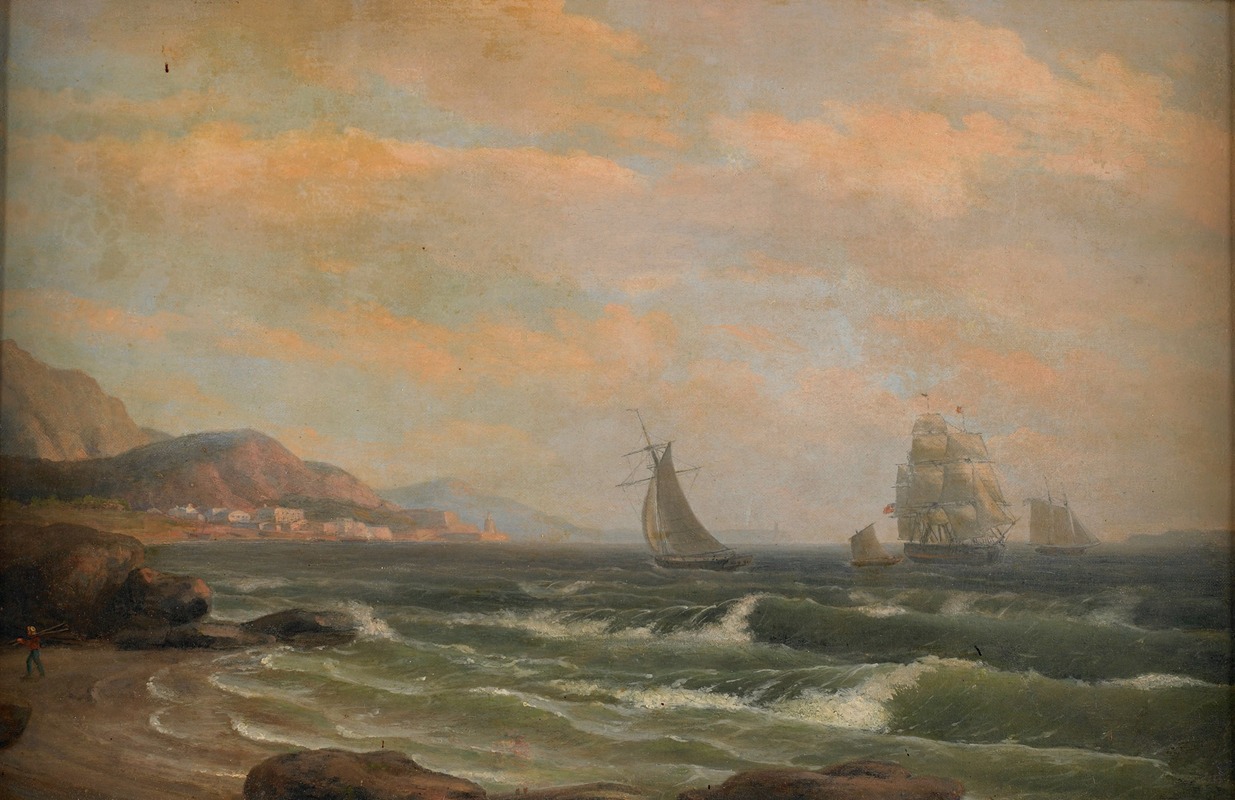 Thomas Birch - American Frigate in the Bay of St. Helena