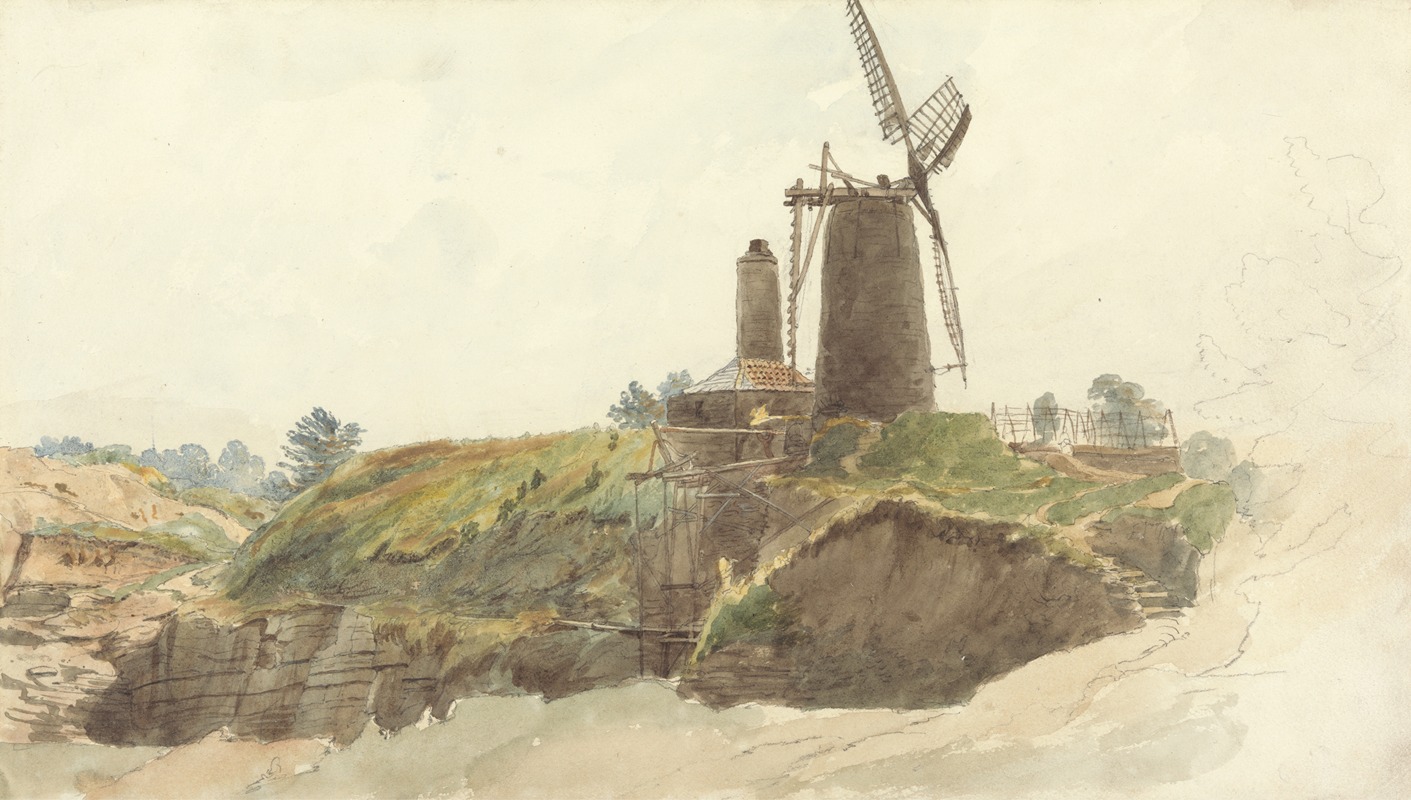 Thomas Creswick - Landscape with Windmill