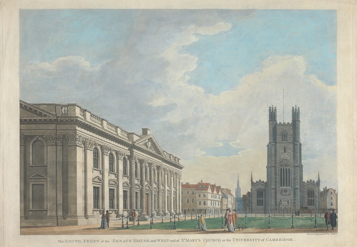 Thomas Malton the Younger - The South Front of the Senate House, and West End of St Mary’s Church in the University of Cambridge