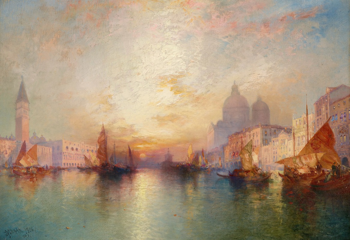 Thomas Moran - Venice; Grand Canal at Sunset