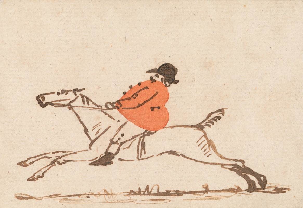 Joseph Crawhall - Horse and Rider; a Stout Huntsman on a Galloping Horse