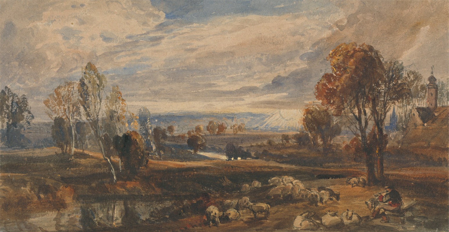 William Callow - Landscape with Sheep