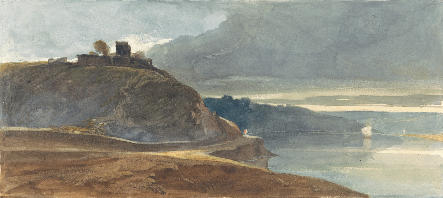 William James Müller - A Castle Above an Estuary