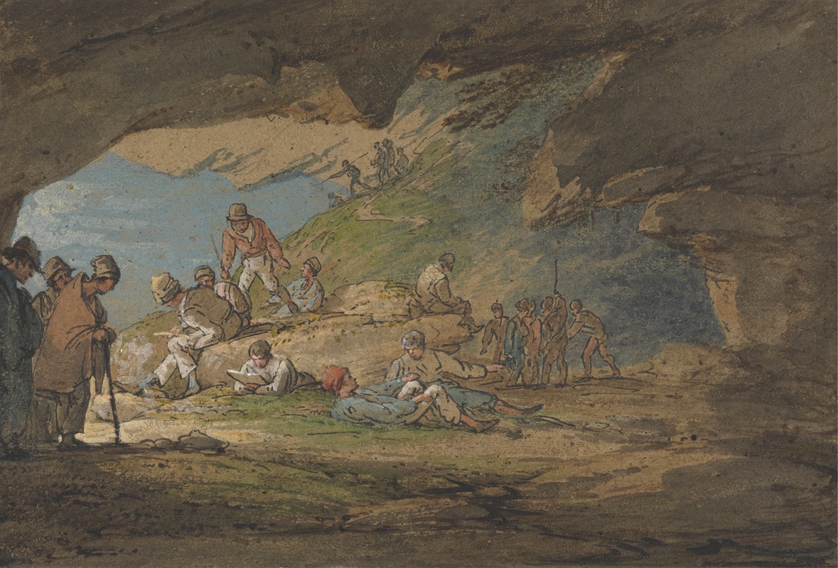 William Payne - A Cave in Sunlight, with Figures